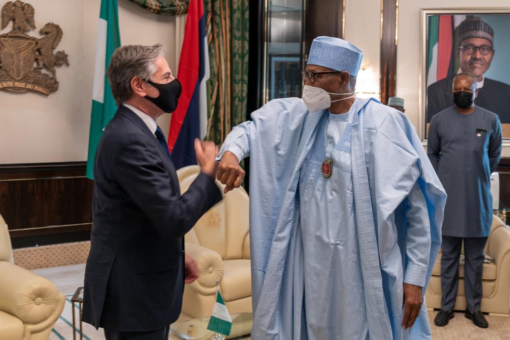 Secretary of State Antony J. Blinken meets with Nigerian President Muhammadu Buhari in 2021