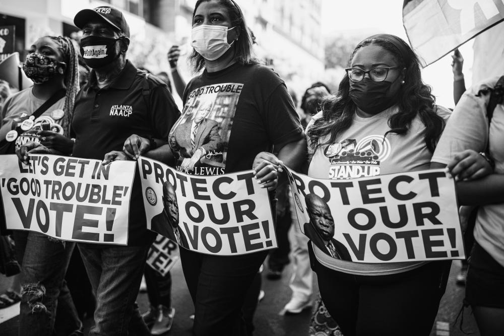 Young activists demonstrate to protect voting rights