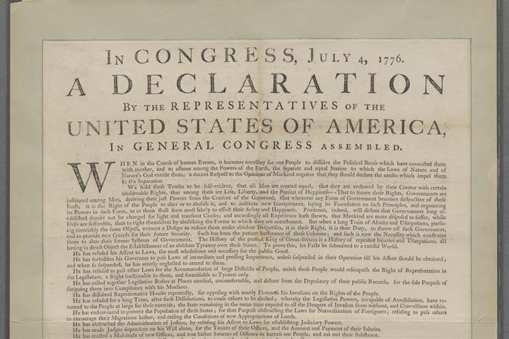 Color image of the Declaration of Independence printed by John Dunlap